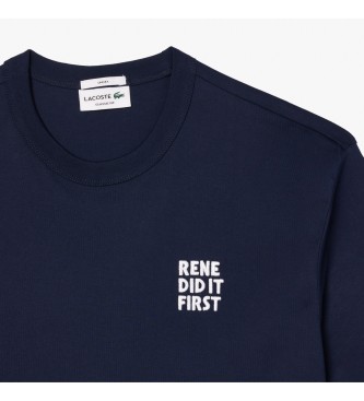 Lacoste T-shirt avec slogan sur le dos bleu marine