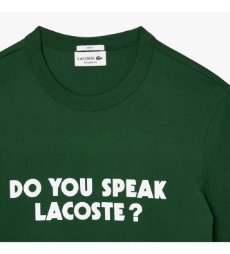 Lacoste T-shirt com slogan verde