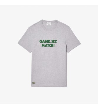 Lacoste Camiseta con eslogan gris