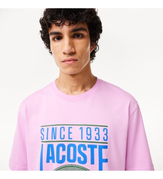 Lacoste Locker sitzendes rosa Strick-T-Shirt
