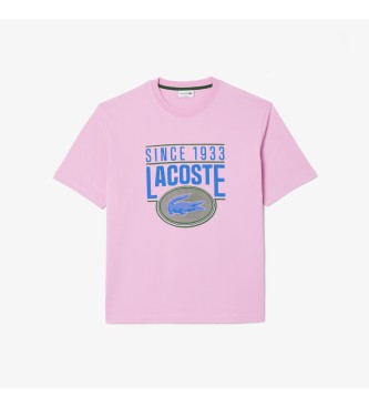 Lacoste Losjes roze gebreid T-shirt