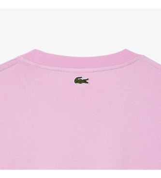 Lacoste Rosa stickad T-shirt med ls passform