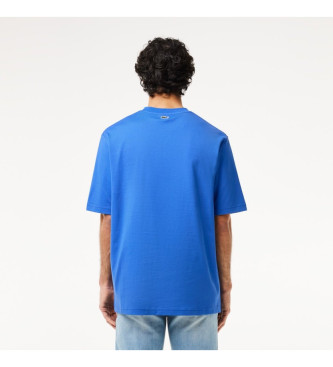 Lacoste T-shirt de malha azul de corte largo