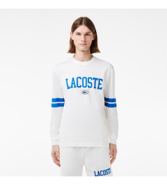 Lacoste Lngrmad T-shirt med vitt tryck och logotyp