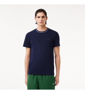 Lacoste T-Shirt mit marineblau gestreiftem Kragen