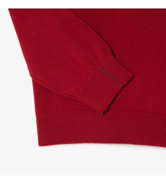 Lacoste Bordowy bawełniany sweter basic