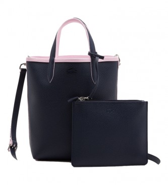 Lacoste Pink, navy reversible vertical shopping bag
