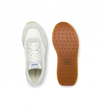 Lacoste L-Spin leather trainers in white canvas