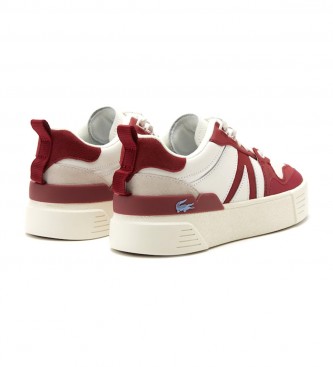 Lacoste Leather platform sneakers white, maroon