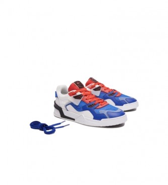 Lacoste Skórzane buty treningowe LT Court biały, niebieski, czerwony