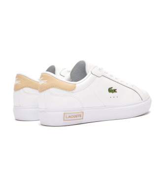 Lacoste Powercourt Leather Sneakers with logo on tongue white