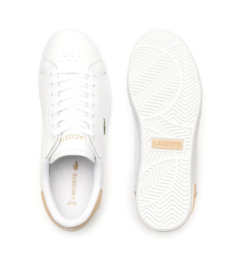 Lacoste Powercourt Leren Sneakers met logo op tong wit