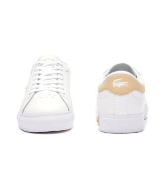 Lacoste Powercourt Leren Sneakers met logo op tong wit
