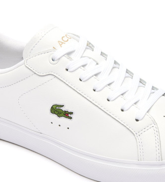 Lacoste Powercourt Leather Sneakers with logo on tongue white