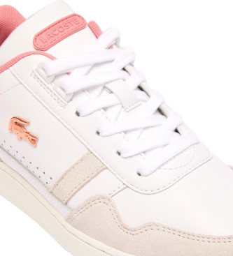 Lacoste Skórzane sneakersy Contrast T-Clip w kolorze białym