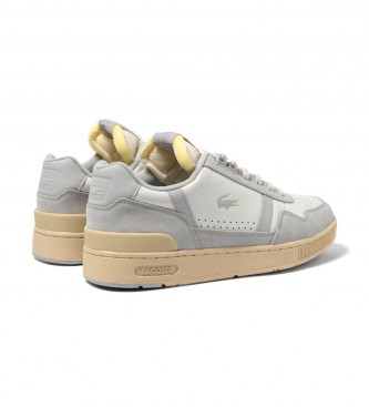 Lacoste Sneaker T-Clip in pelle bianca e grigia