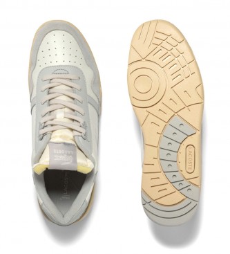 Lacoste Chaussures en cuir T-Clip blanc, gris