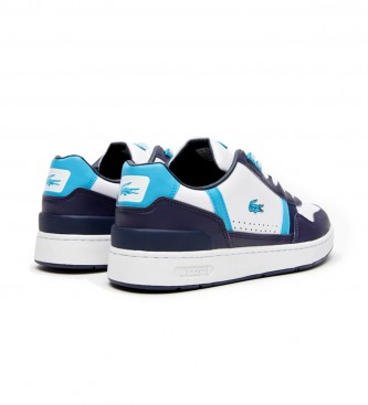 Lacoste Sneaker T-Clip color block in pelle blu, bianca