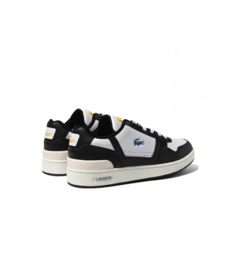 Lacoste T-Clip sapatos de couro preto, branco