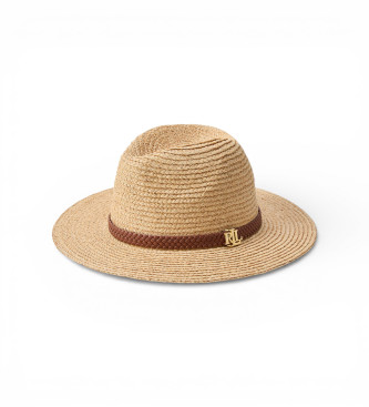 Lauren Ralph Lauren Fedora i beige raffia och beige fuskp�ls