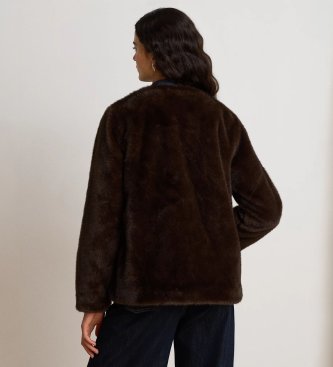 Lauren Ralph Lauren Bruine jas van kunstbont