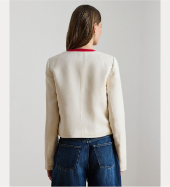 Lauren Ralph Lauren Blazer en twill de lin blanc cr�me