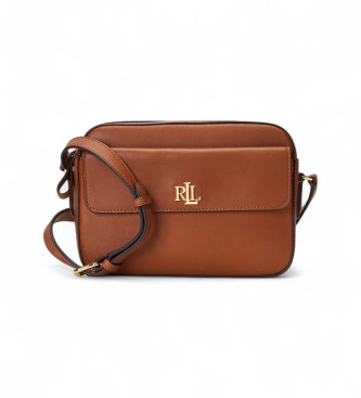 Lauren Ralph Lauren Leren schoudertas Medium Marcy bruin