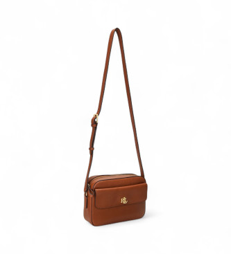 Lauren Ralph Lauren Leren schoudertas Medium Marcy bruin