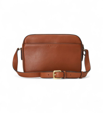 Lauren Ralph Lauren Leren schoudertas Medium Marcy bruin