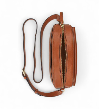 Lauren Ralph Lauren Leren schoudertas Medium Marcy bruin