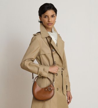 Lauren Ralph Lauren Tasha liten crossbody-väska i brunt läder