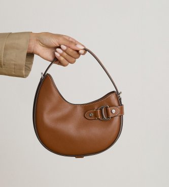 Lauren Ralph Lauren Tasha liten crossbody-väska i brunt läder