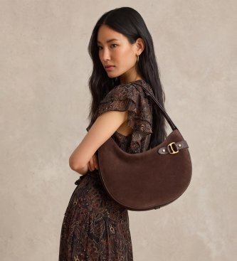 Lauren Ralph Lauren Large brown suede Tasha shoulder bag