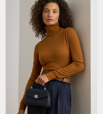 Lauren Ralph Lauren Farrah-taske i tekstureret lder med navy-tekstur