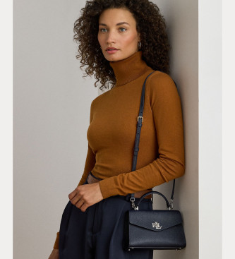 Lauren Ralph Lauren Farrah-taske i tekstureret lder med navy-tekstur