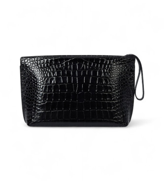 Lauren Ralph Lauren Mala de mo grande em pele com forro em crocodilo preto