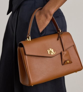 Lauren Ralph Lauren Mała brązowa torba saszetka Farrah ze skóry nappa
