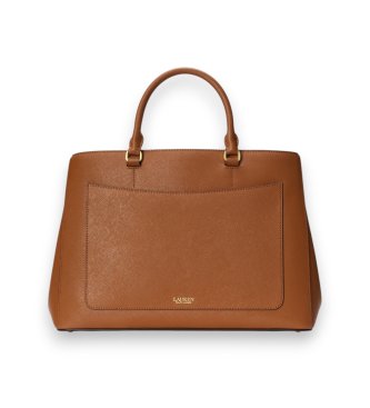 Lauren Ralph Lauren Hanna stor satchelväska i brunt läder