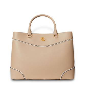 Lauren Ralph Lauren Marcy large satchel bag in beige leather