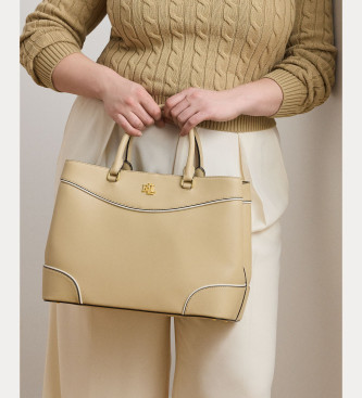 Lauren Ralph Lauren Marcy large satchel bag in beige leather