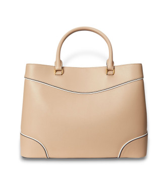 Lauren Ralph Lauren Marcy large satchel bag in beige leather