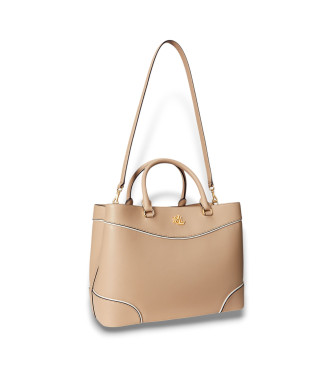 Lauren Ralph Lauren Marcy large satchel bag in beige leather