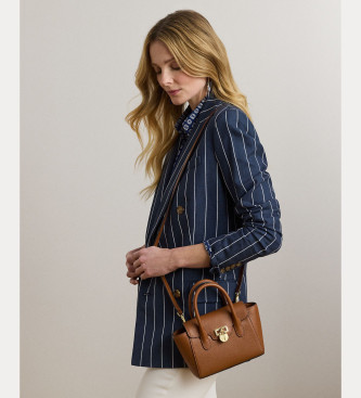 Lauren Ralph Lauren Tanner kleine leren tas in bruin leer