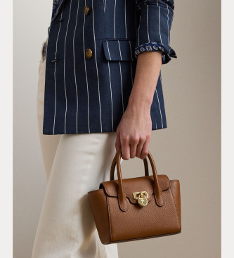Lauren Ralph Lauren Tanner kleine leren tas in bruin leer