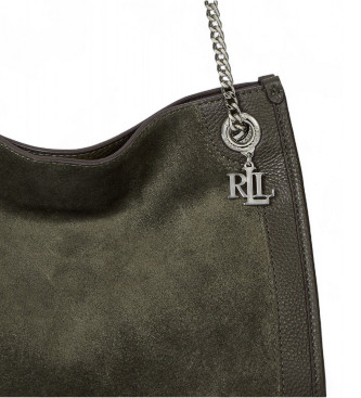 Lauren Ralph Lauren Saco Bradley verde escuro em camura e pele