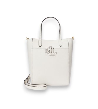 Lauren Ralph Lauren Borsa tote Cameryn in pelle granulata bianco sporco