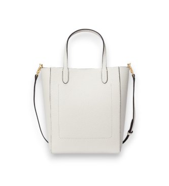 Lauren Ralph Lauren Borsa tote Cameryn in pelle granulata bianco sporco