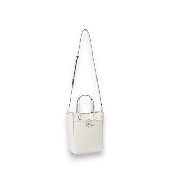Lauren Ralph Lauren Borsa tote Cameryn in pelle granulata bianco sporco