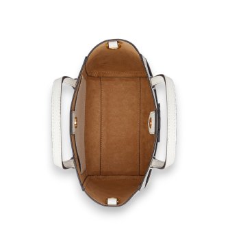 Lauren Ralph Lauren Borsa tote Cameryn in pelle granulata bianco sporco