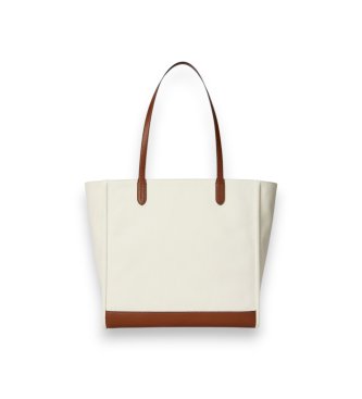 Lauren Ralph Lauren Grote beige canvas Cameryn tote tas